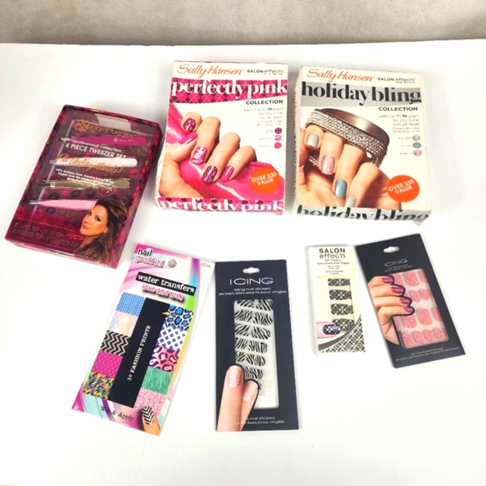7pcs Nail Strips and Tweezers Bundle